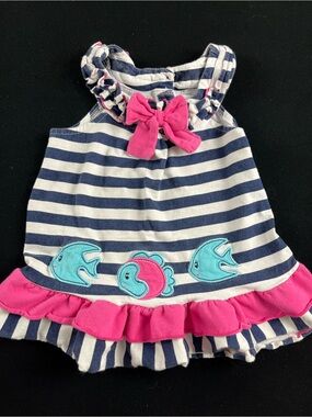 Nannette Girls Navy Blue and White Striped Bottoms
